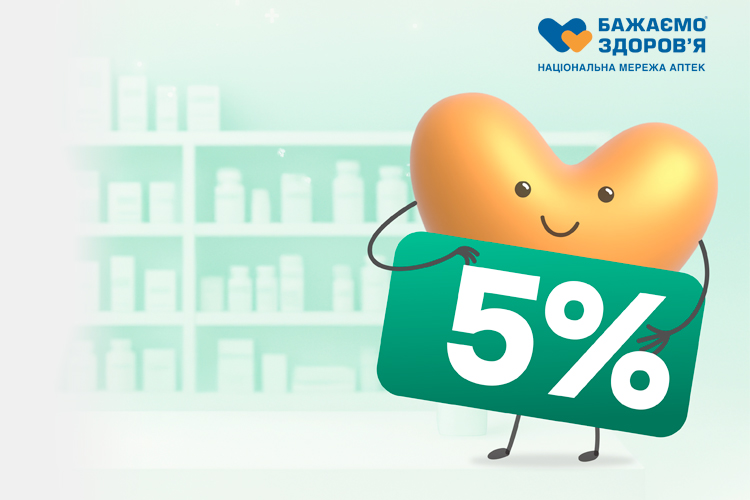 Знижка – 5% в мережі аптек «Бажаємо здоров’я» з карткою від OTP Bank! Акція!